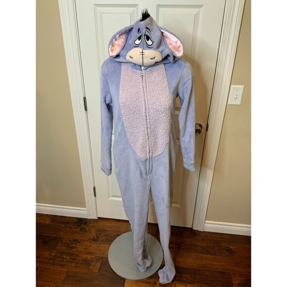 Disney Eeyore Soft Fleece One Piece Zip Up Jumpsuit Pajamas Size XS (0-2) - Picture 1 of 9